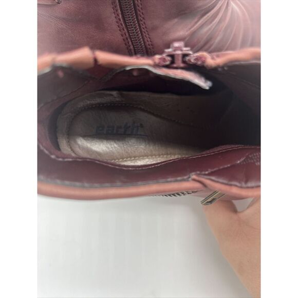 Earth‎ Pegasus Ankle Boot Women's 7B Merlot Red Leather Comfort Side Zip - Picture 7 of 11